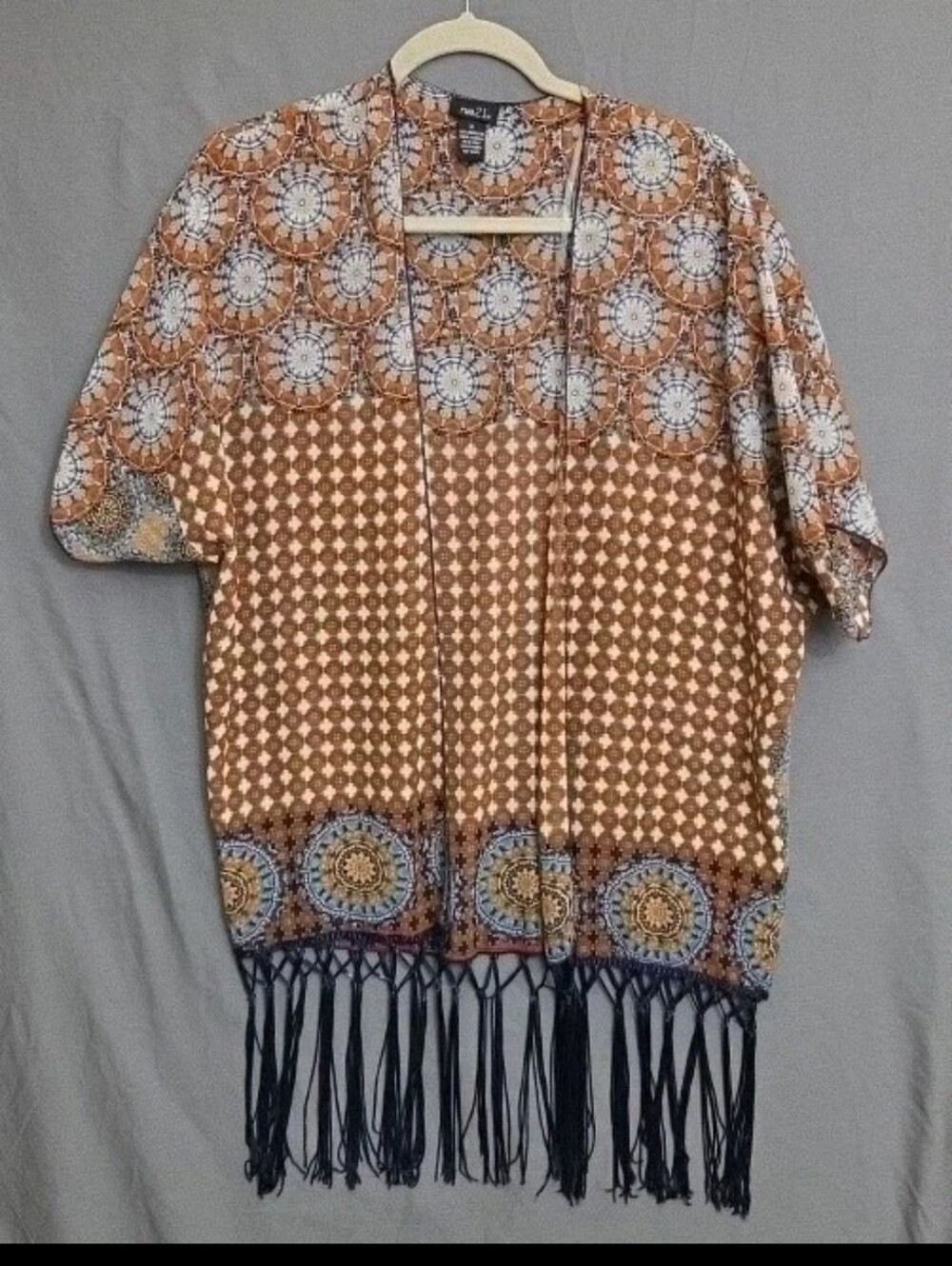 Rue 21 Fringed Boho Festival Shawl‎ Medium Geometric Medallions India Made